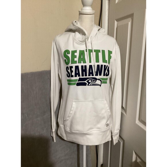 Seattle Seahawks Hoodie Sweatshirt Mens Medium White Blue NFL Football Fleece - Picture 1 of 8